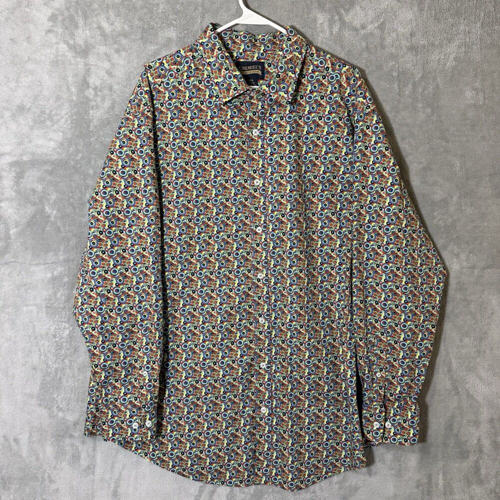 Cremieux Premium Denim Shirt 2XB Polka Dot Long Sleeve Collared Button Abstract - Picture 2 of 8